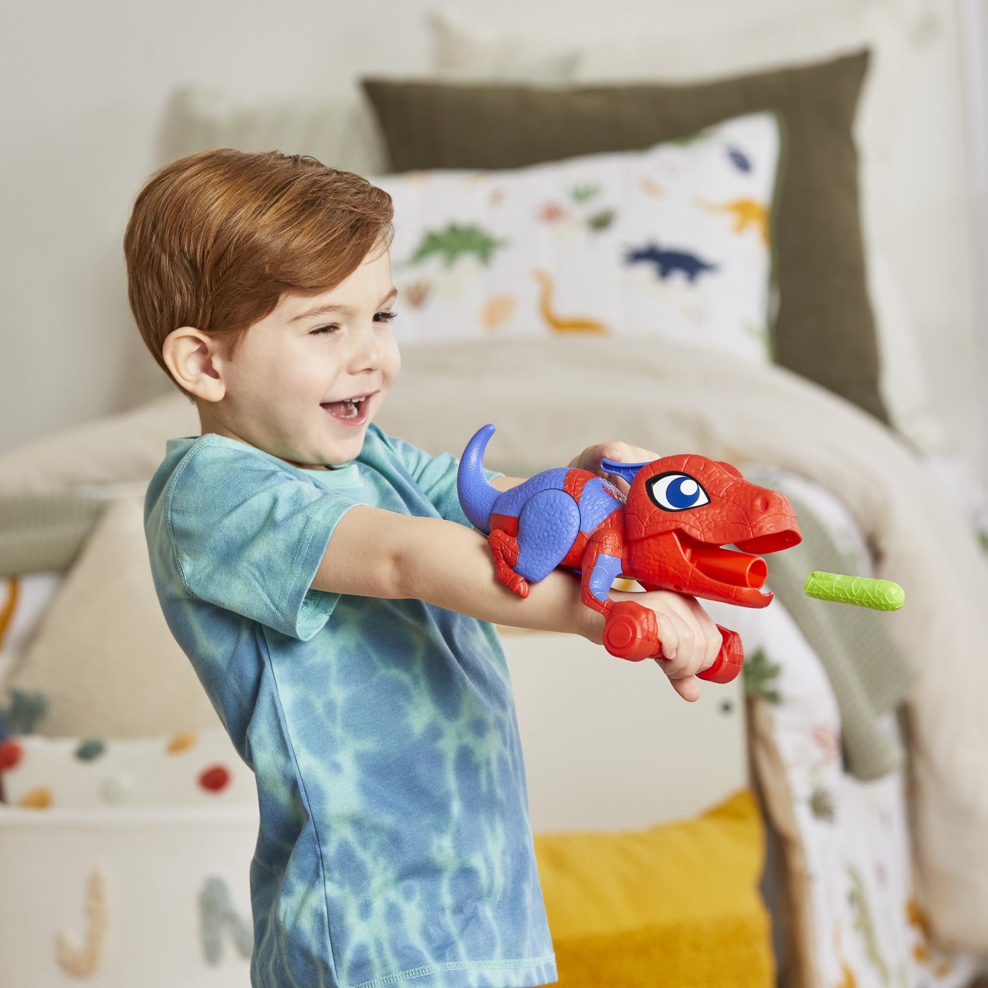 Spidey and His Amazing Friends Dino-Webs packaging highlights the toy and darts.