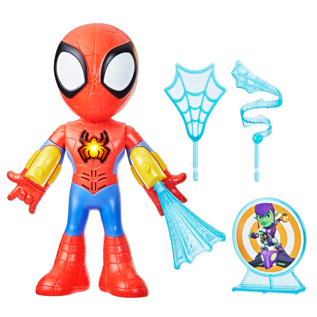 Spidey and His Amazing Friends Spidey figure with light-up chest for interactive play.