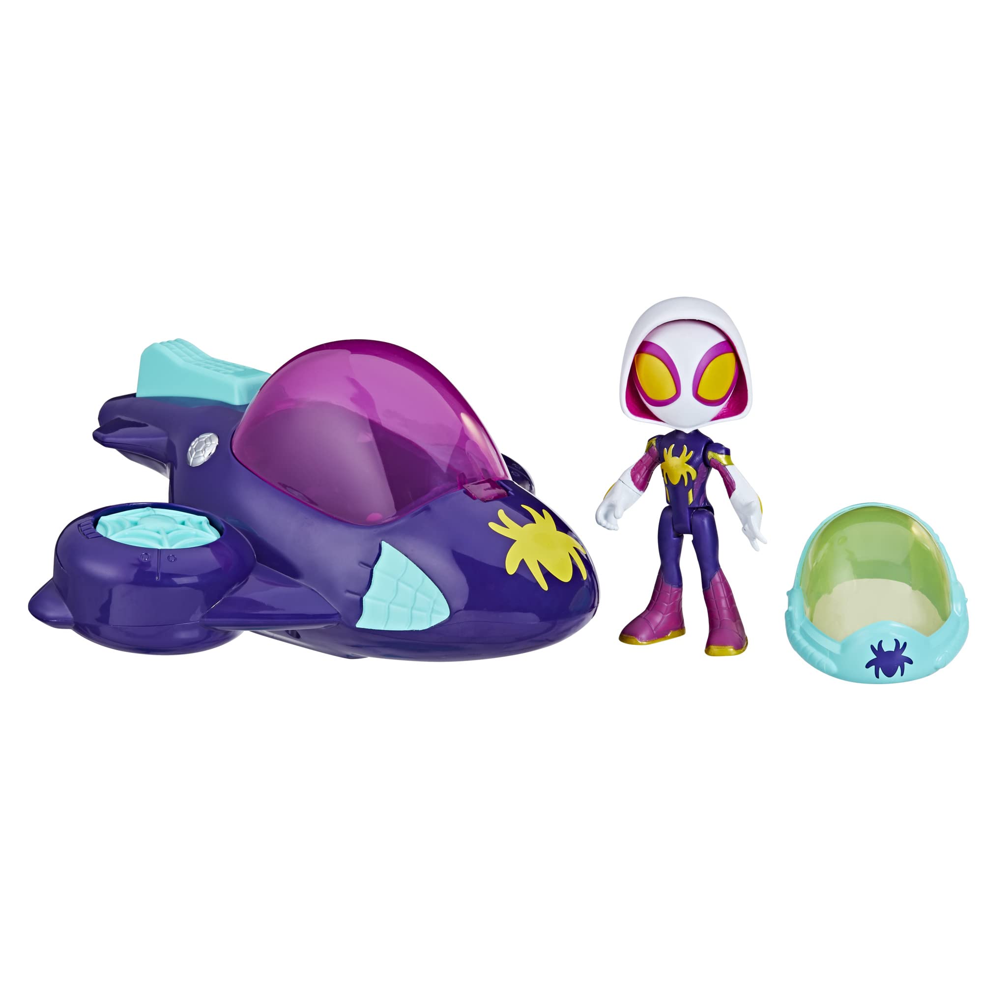 Spidey and His Amazing Friends Ghost-Spider Glide Spinner jet for imaginative rescue play.