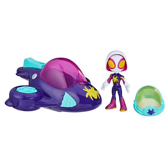 Spidey and His Amazing Friends Ghost-Spider Glide Spinner jet for imaginative rescue play.