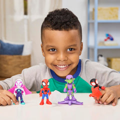 Miles Spin Morales figure held in hand, ideal for tactile storytelling and pretend play.