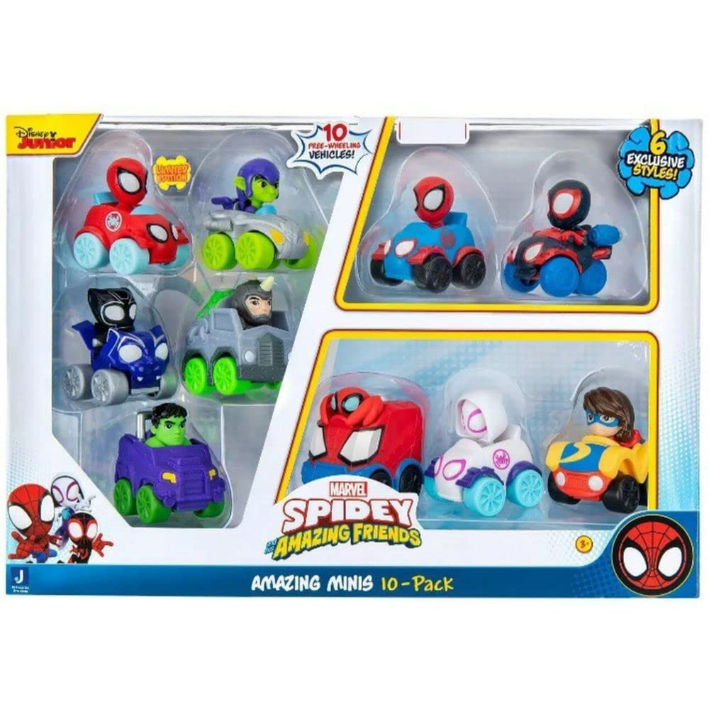 Spidey and His Amazing Friends mini vehicles 10-pack for imaginative city adventures