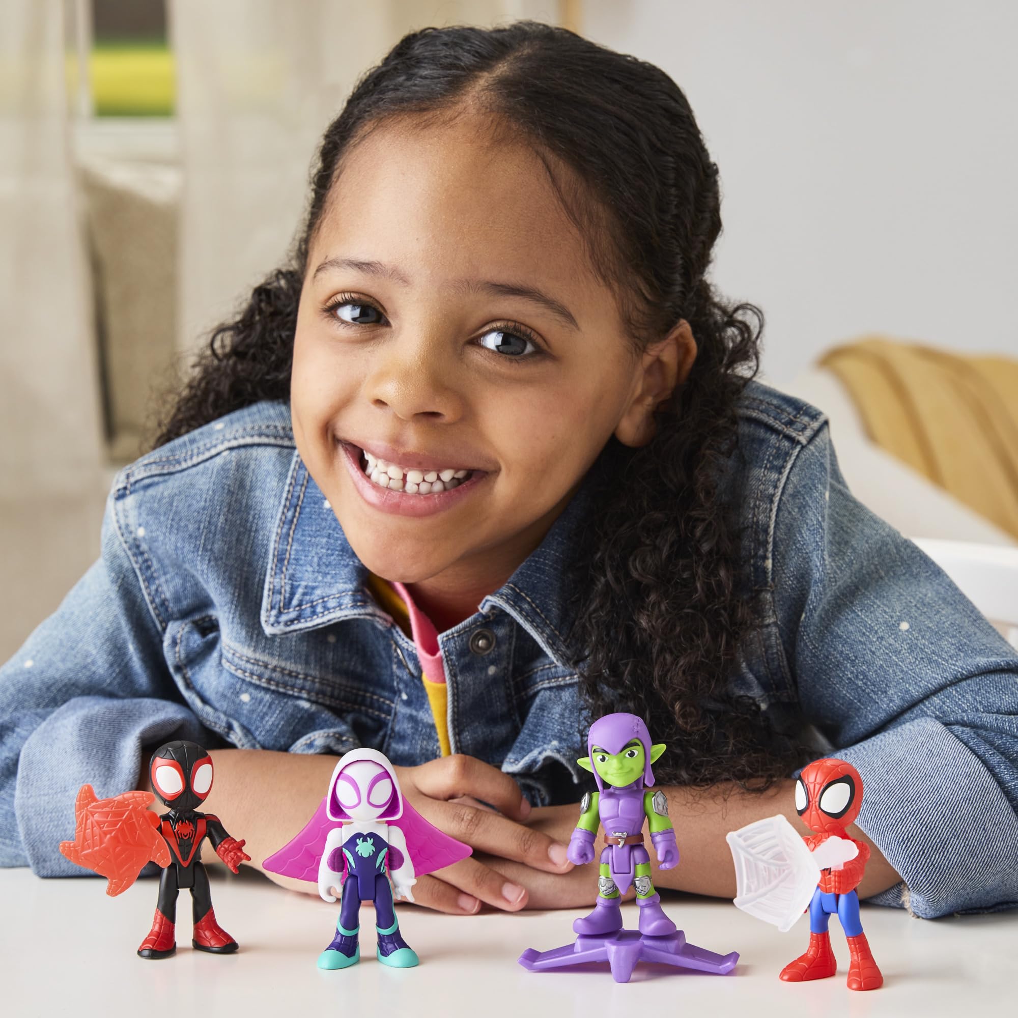 Series-inspired design and decor on Miles Spin Morales action figure for collection display.