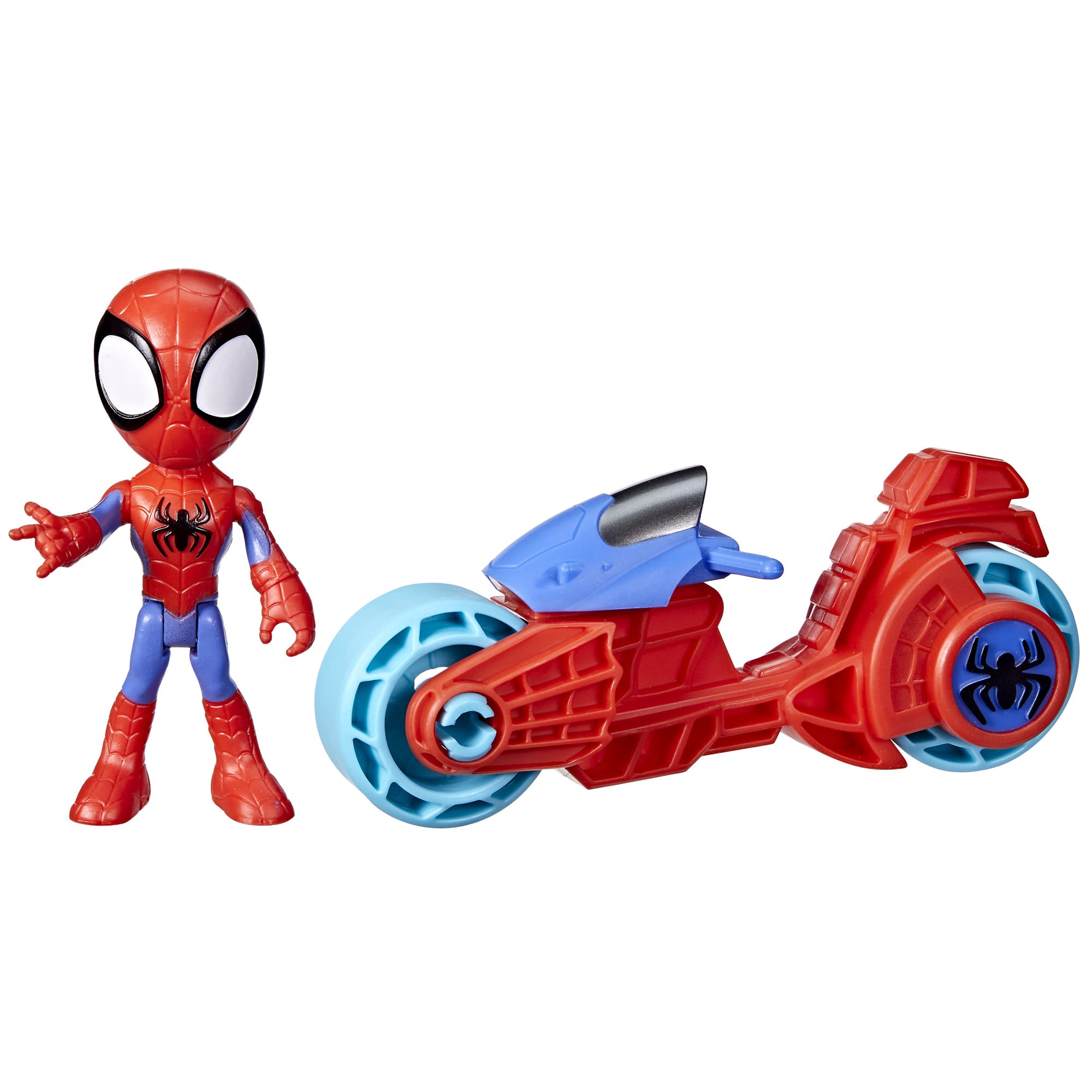 Spidey and His Amazing Friends action figure with motorcycle for imaginative play.