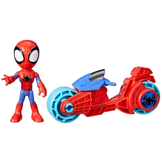 Spidey and His Amazing Friends action figure with motorcycle for imaginative play.