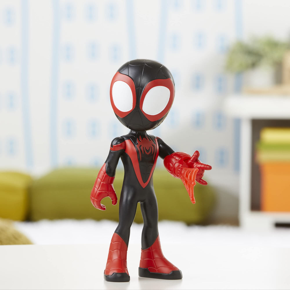 9-inch Miles Morales Spider-Man figure posed in action for dynamic play poses.