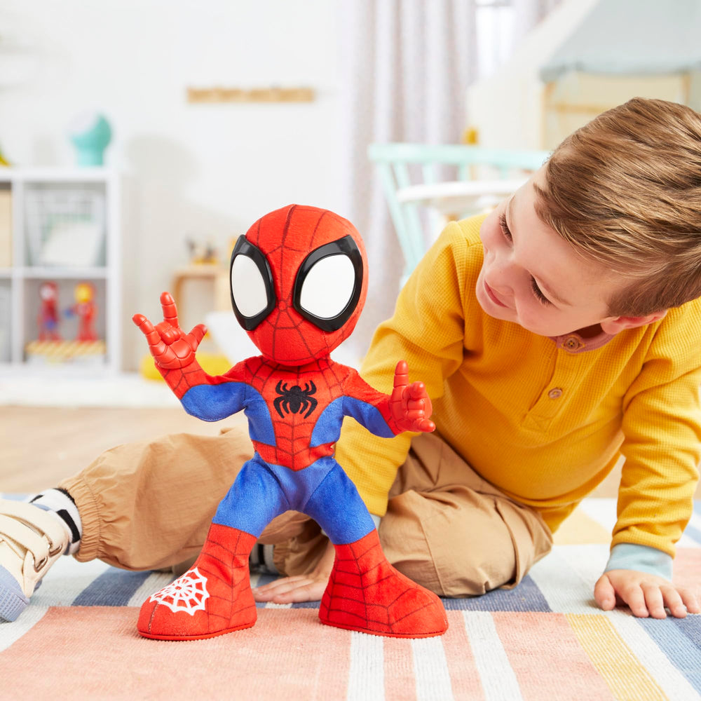 Spidey belly crawl position helps kids imitate the crawl action.