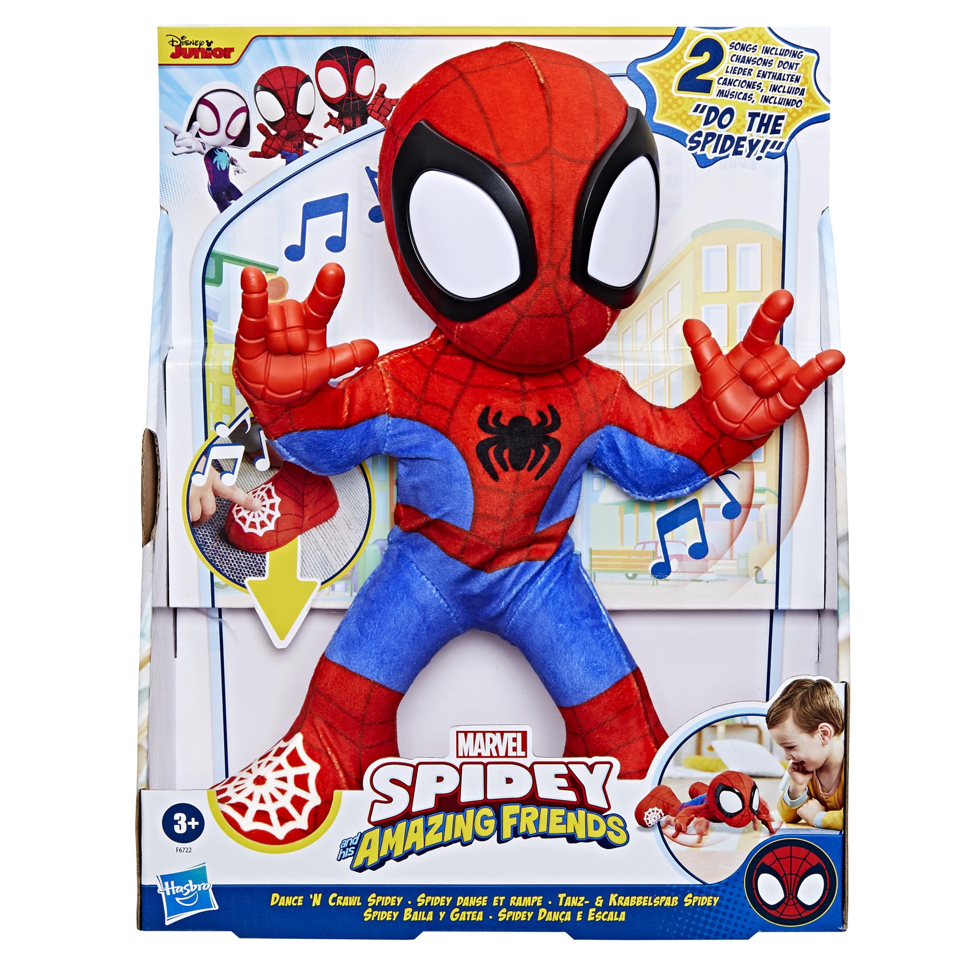 Spidey Dance mode activation invites kids to move and groove for active fun.