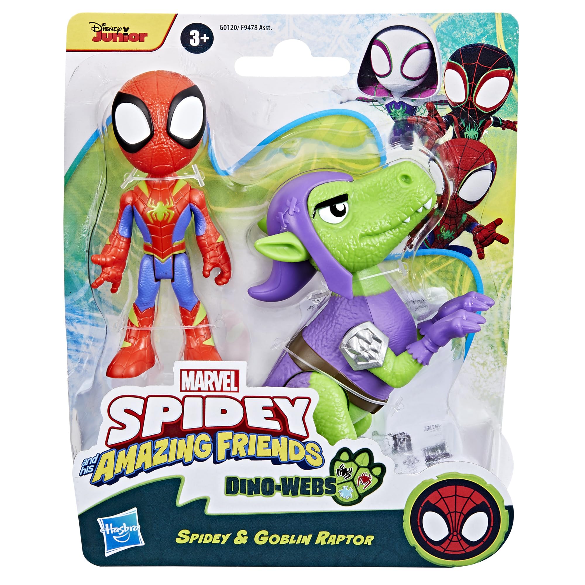 Goblin Raptor dino figure from the Spidey Dino-Webs set for dynamic pretend battles.