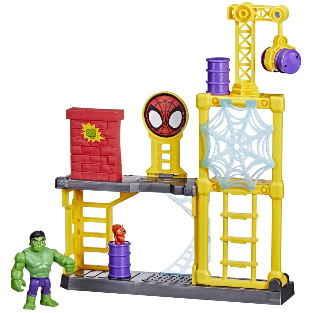 Spidey and His Amazing Friends Hulk’s Smash Yard toppling tower for dynamic pretend play.