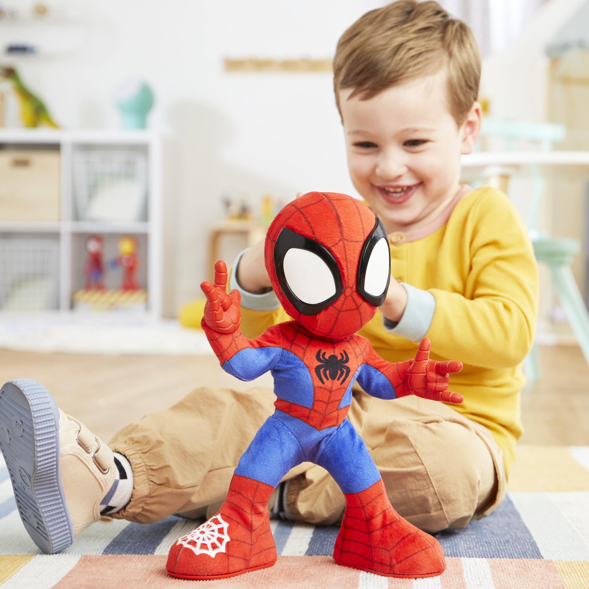 Spidey plush toy with soft exterior for safe all-day play.