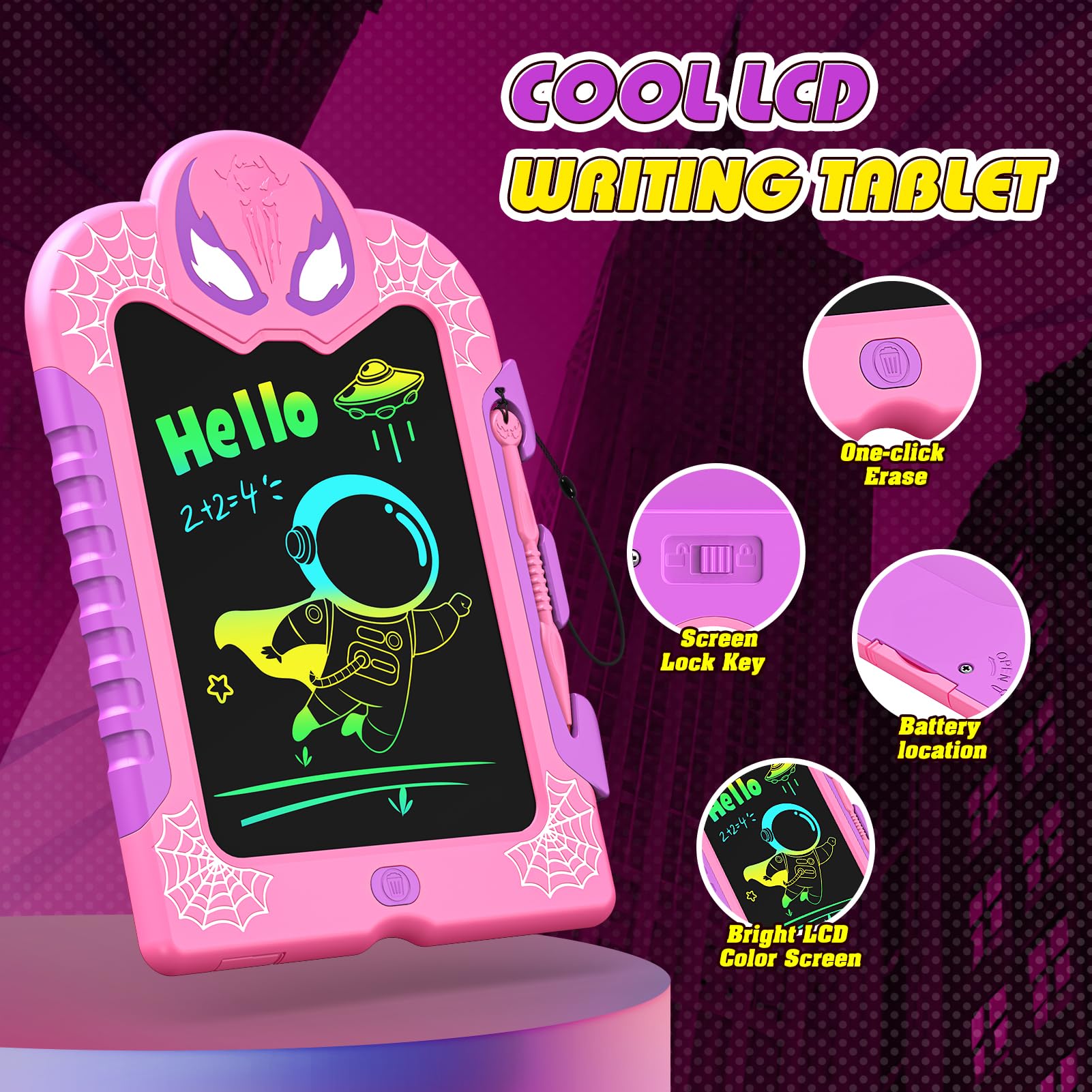 Spidolapse One-Click Erase Function lets kids easily refresh their artwork.