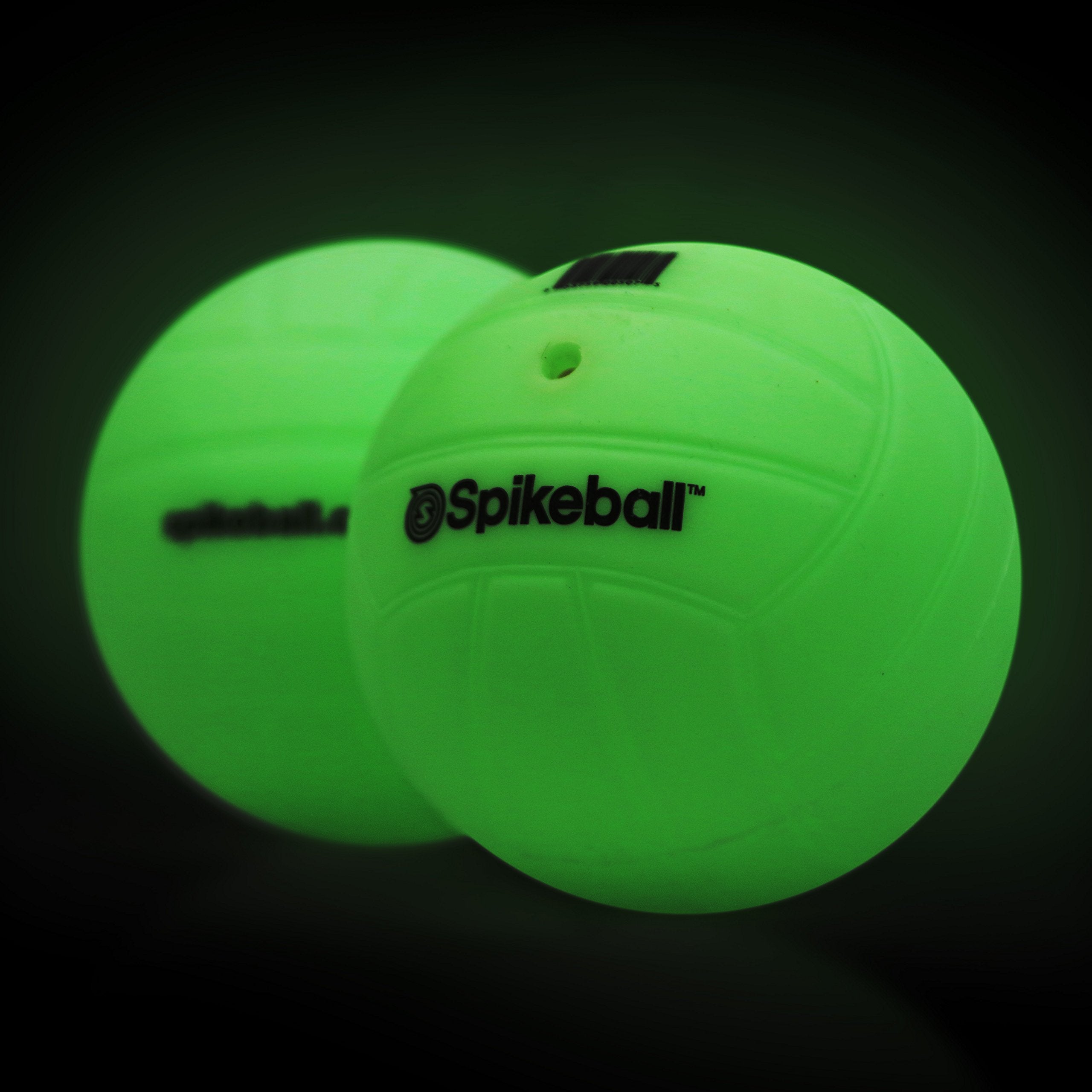 Spikeball Glow-in-the-Dark Balls two-pack, top view, ideal for late-evening rallies