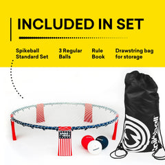 Spikeball Original Stars Stripes Edition carrying bag stored in a trunk