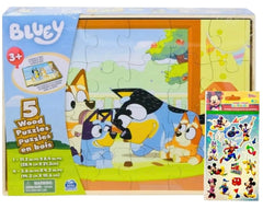 Spin Master Bluey wood puzzles with storage box for organized, screen-free play.