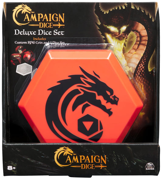 Spin Master Campaign Dice seven red polyhedral dice for RPG sessions and game nights