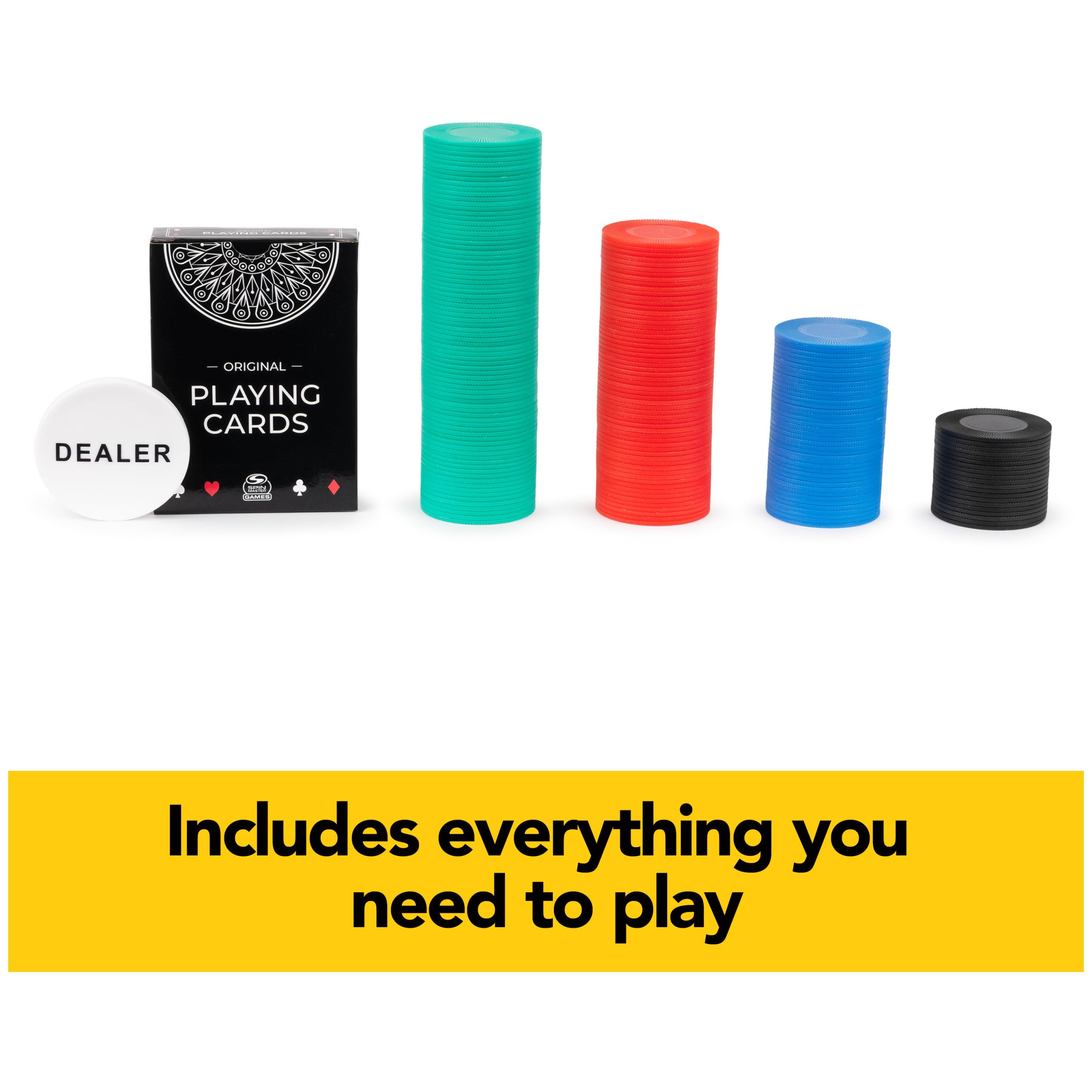 Spin Master Cardinal Classics poker table night setup with vibrant chip colors