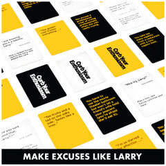 Spin Master Curb Your Enthusiasm Pretty-ay Good Excuse Cards on the table fuel fun conversations