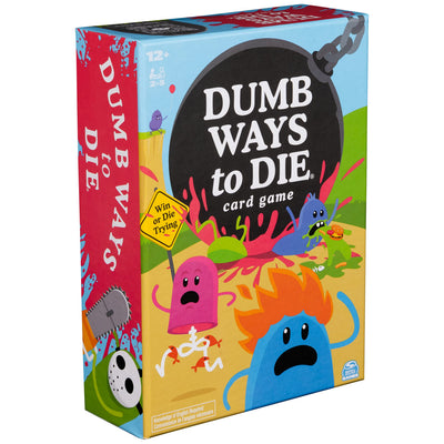 Spin Master Dumb Ways to Die card game deck on table for lively party play