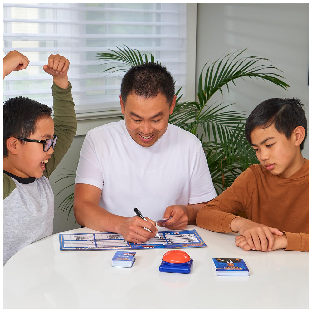 Spin Master Family Feud two-team setup promotes energetic family competition.