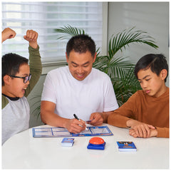 Spin Master Family Feud two-team setup promotes energetic family competition.