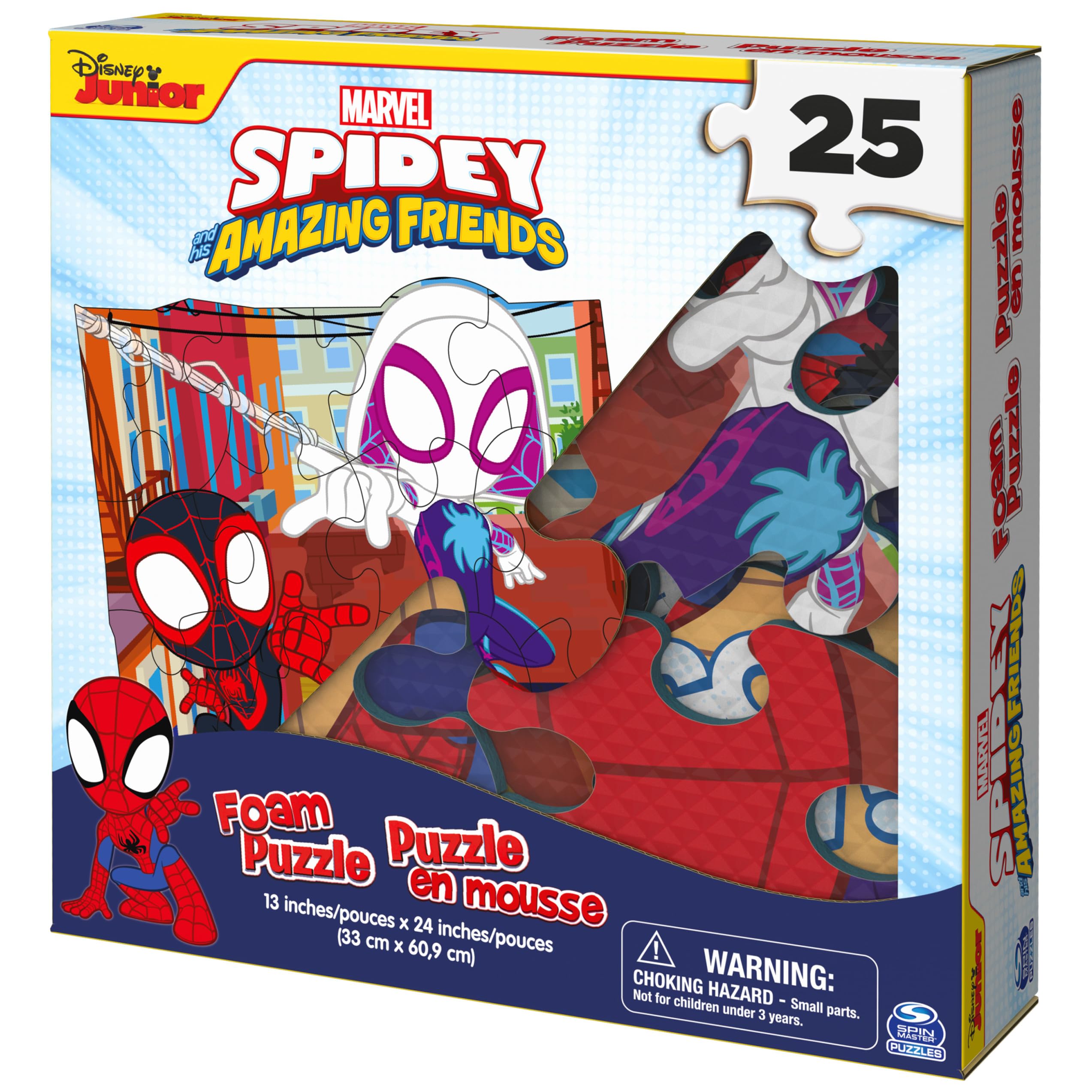 Spin Master Spidey puzzle bright colors encourage storytelling and imagination.