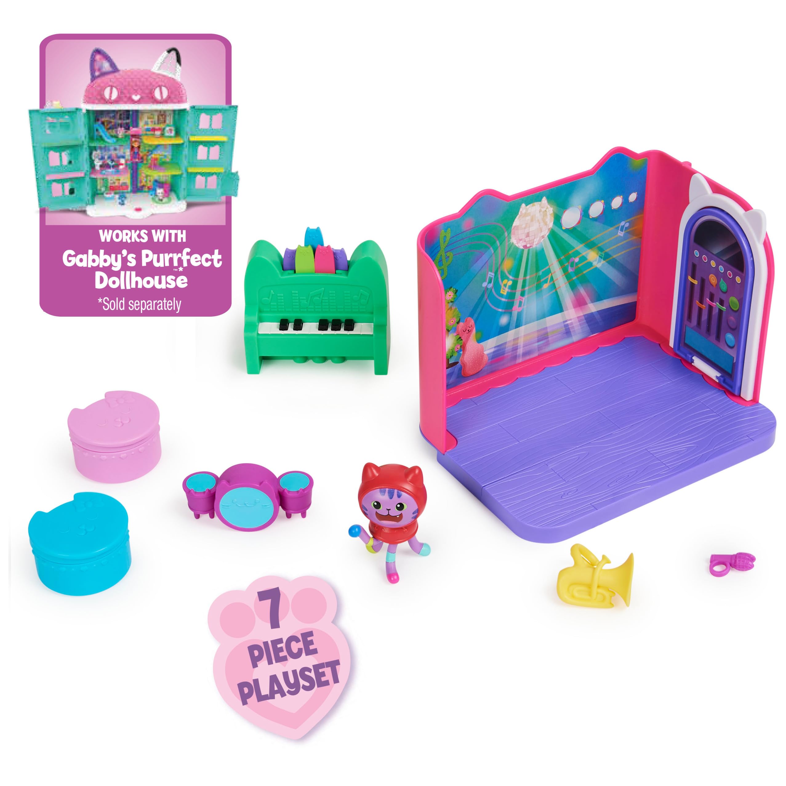 Spin Master Gabby’s Dollhouse Groovy Music Room furniture piece 2 for play space