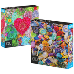 Spin Master Games two-pack puzzle cover featuring succulents and minerals for family fun