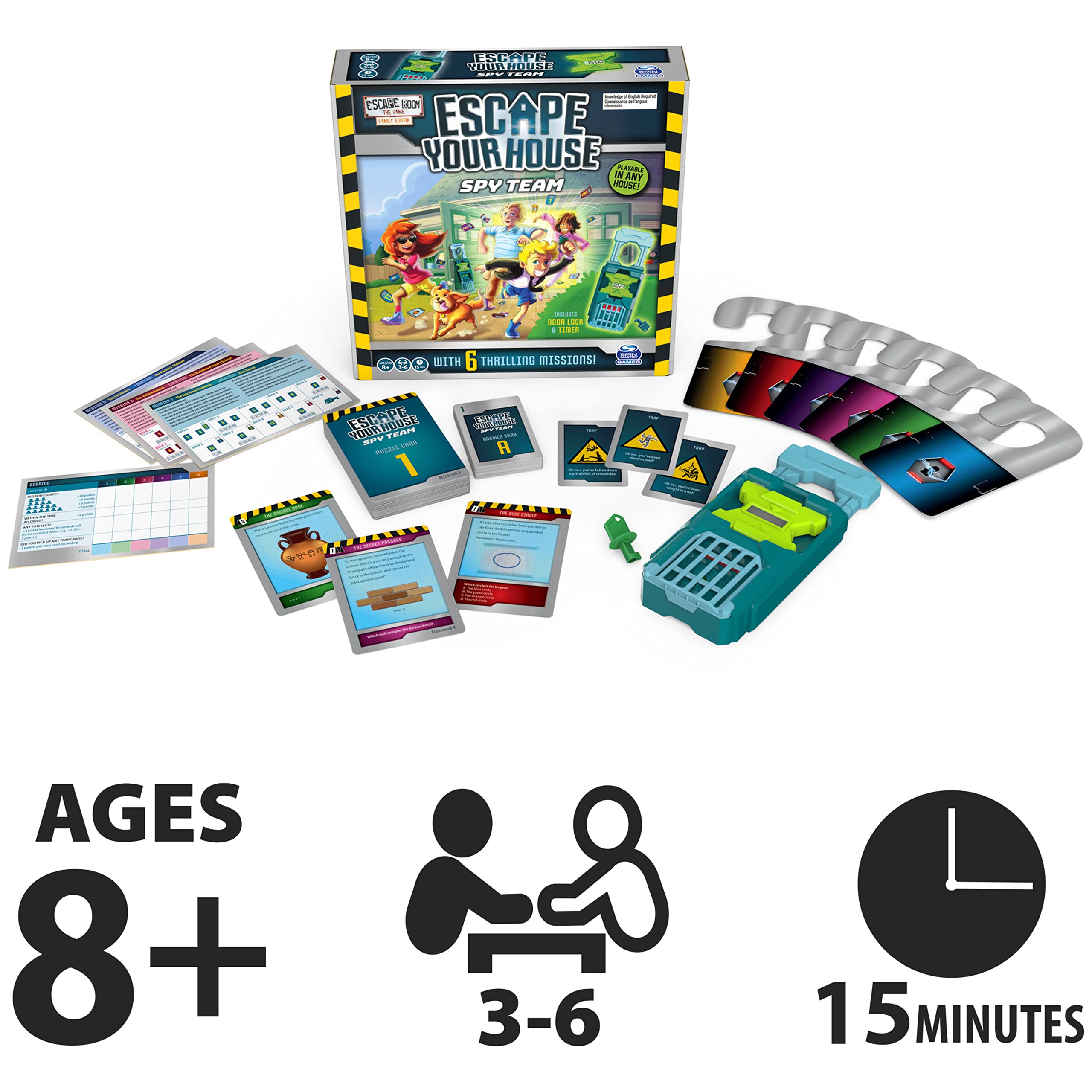 Spin Master Games Escape Room The Game puzzle cards guide the team through challenging riddles