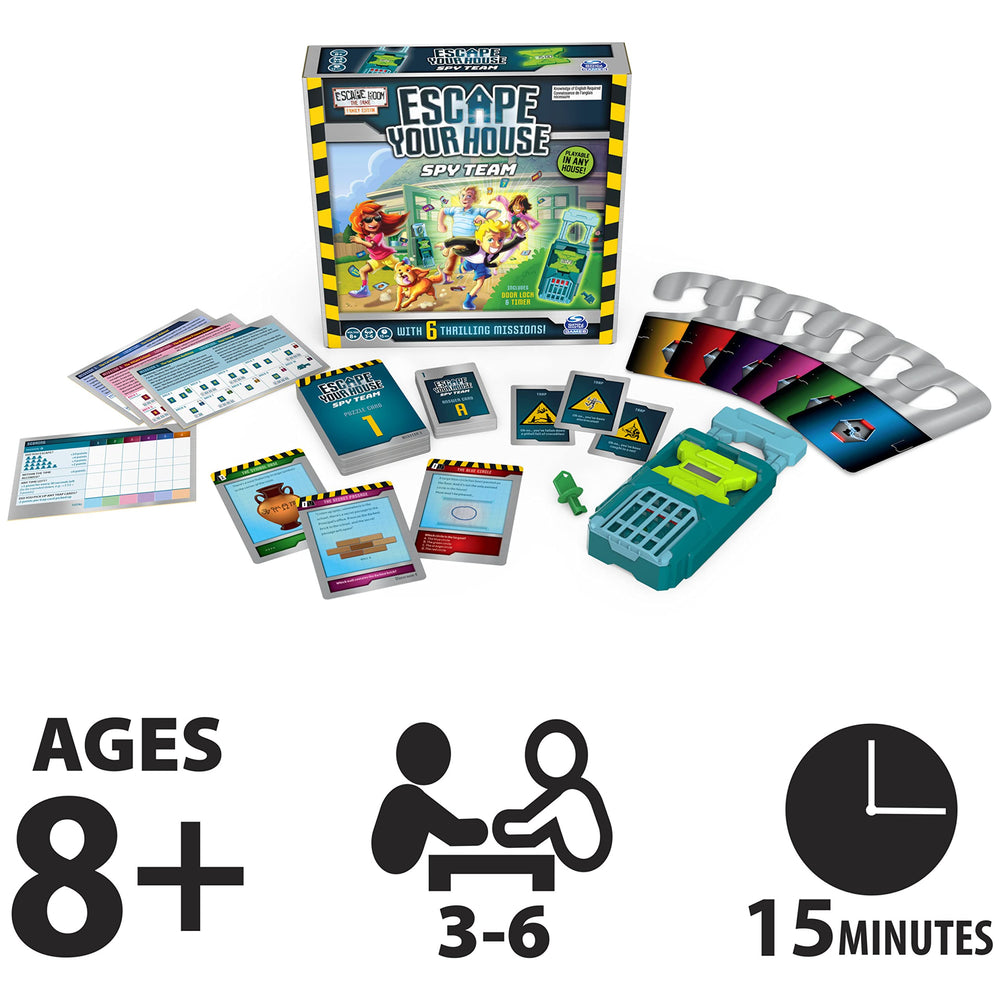 Spin Master Games Escape Room The Game puzzle cards guide the team through challenging riddles