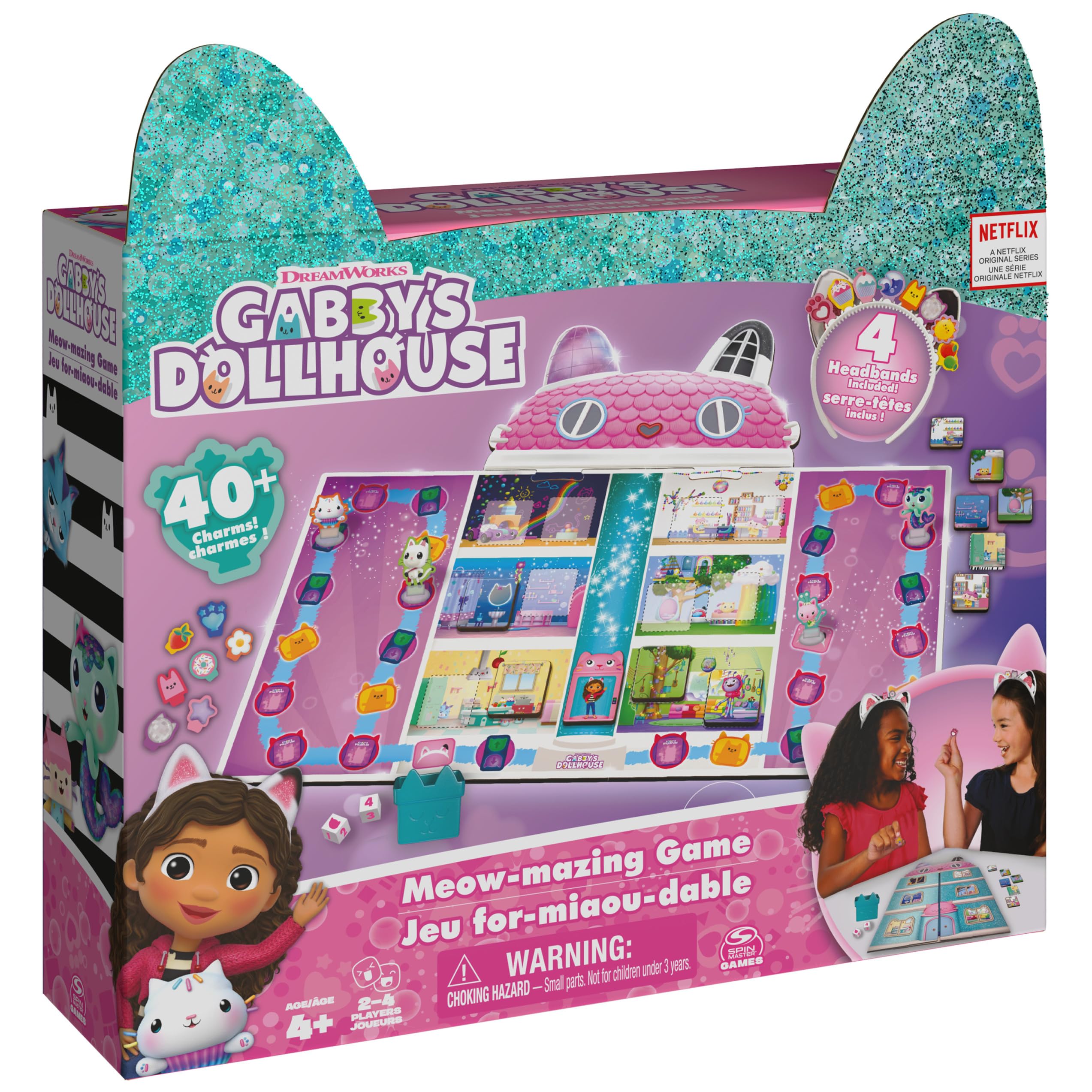 Spin Master Games Gabby’s Dollhouse Meow-Mazing game board for family play