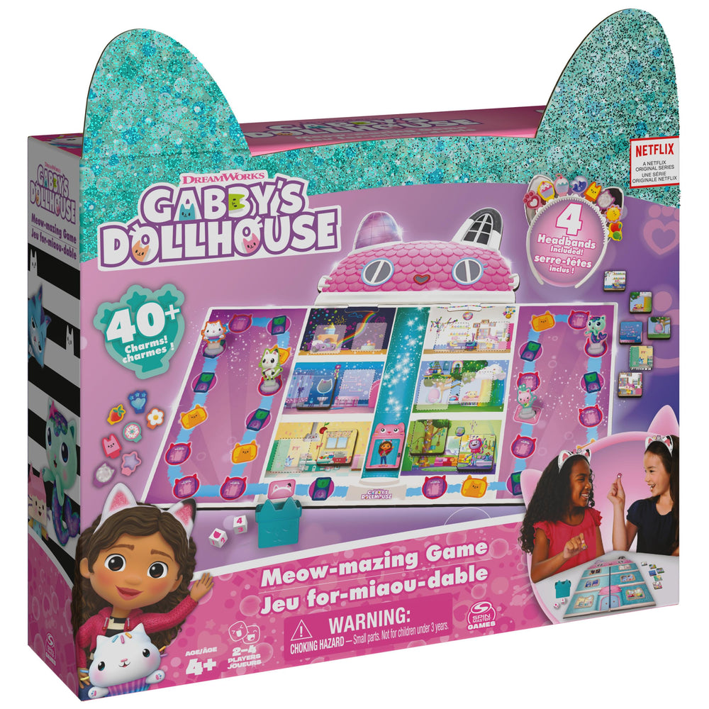 Spin Master Games Gabby’s Dollhouse Meow-Mazing game board for family play