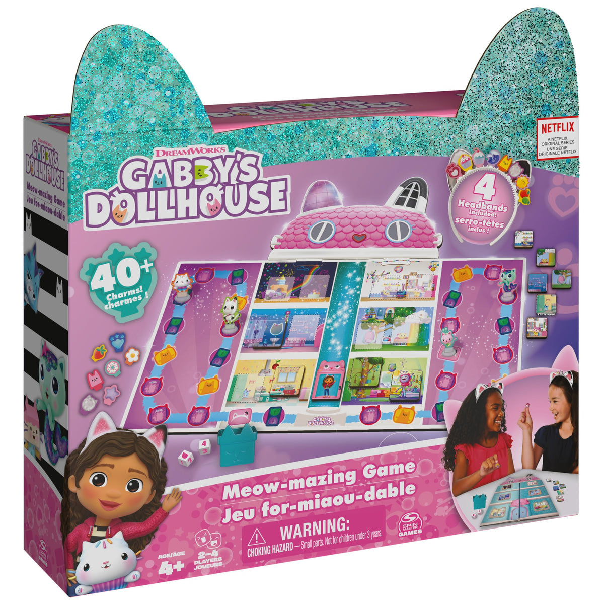 Spin Master Games Gabby’s Dollhouse Meow-Mazing game board for family play
