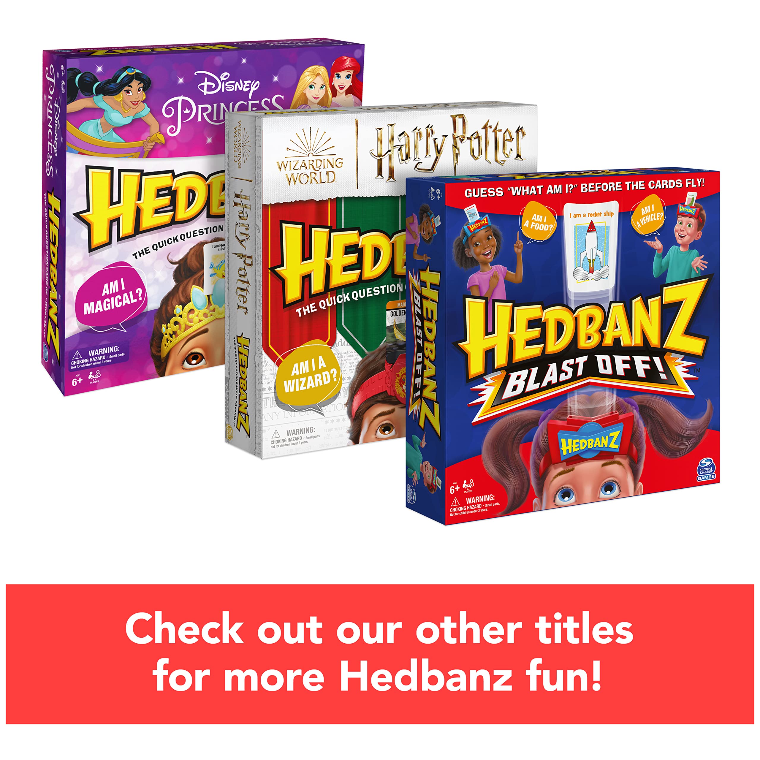 Spin Master Hedbanz Blast Off game box opened on a family table.