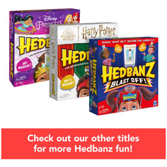Spin Master Hedbanz Blast Off game box opened on a family table.