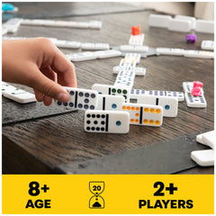 Spin Master Games Legacy Deluxe double-12 dominoes enable classic play for family nights.