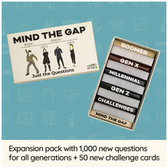 Spin Master Mind the Gap Just the Questions Challenge Cards display lively prompts for all generations.