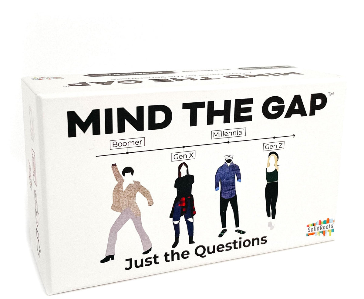 Spin Master Mind the Gap Just the Questions pack cover sparks family conversation during game night.