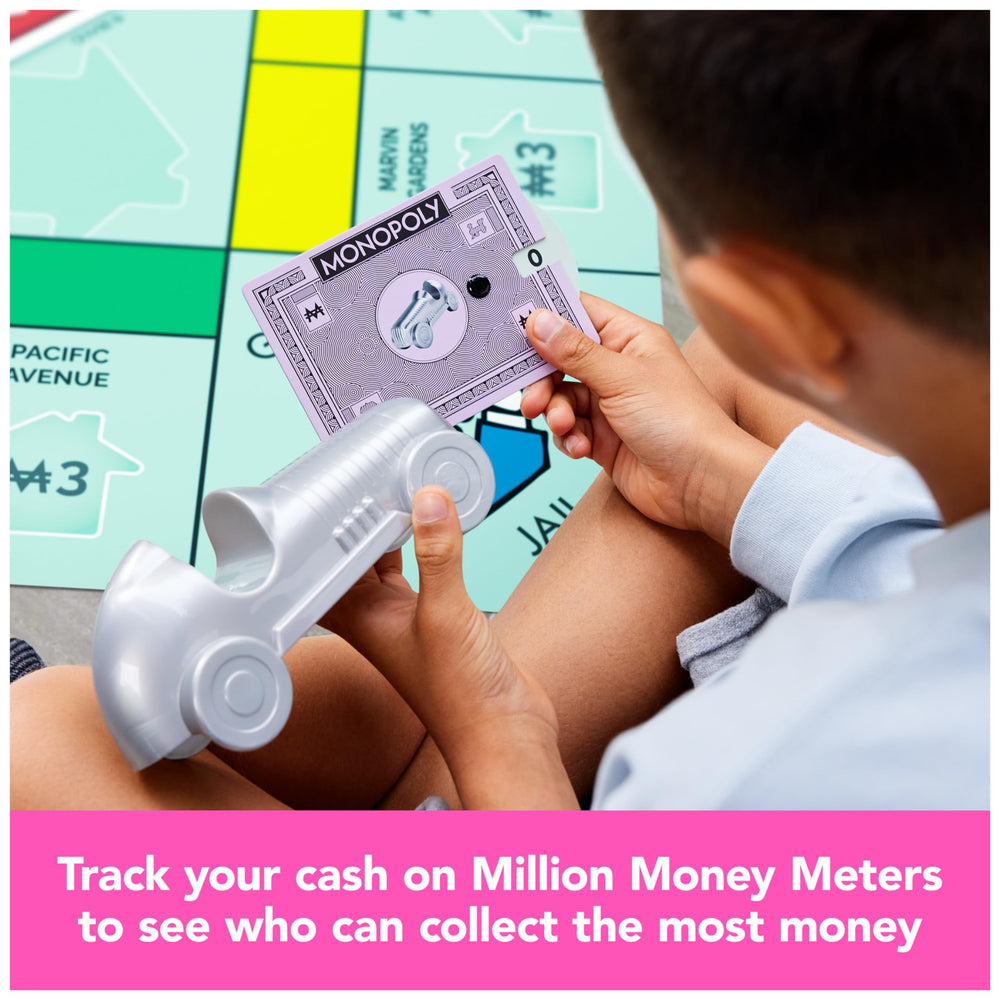 Property cards guide wealth-building on the expansive board of Monopoly Giant Edition.