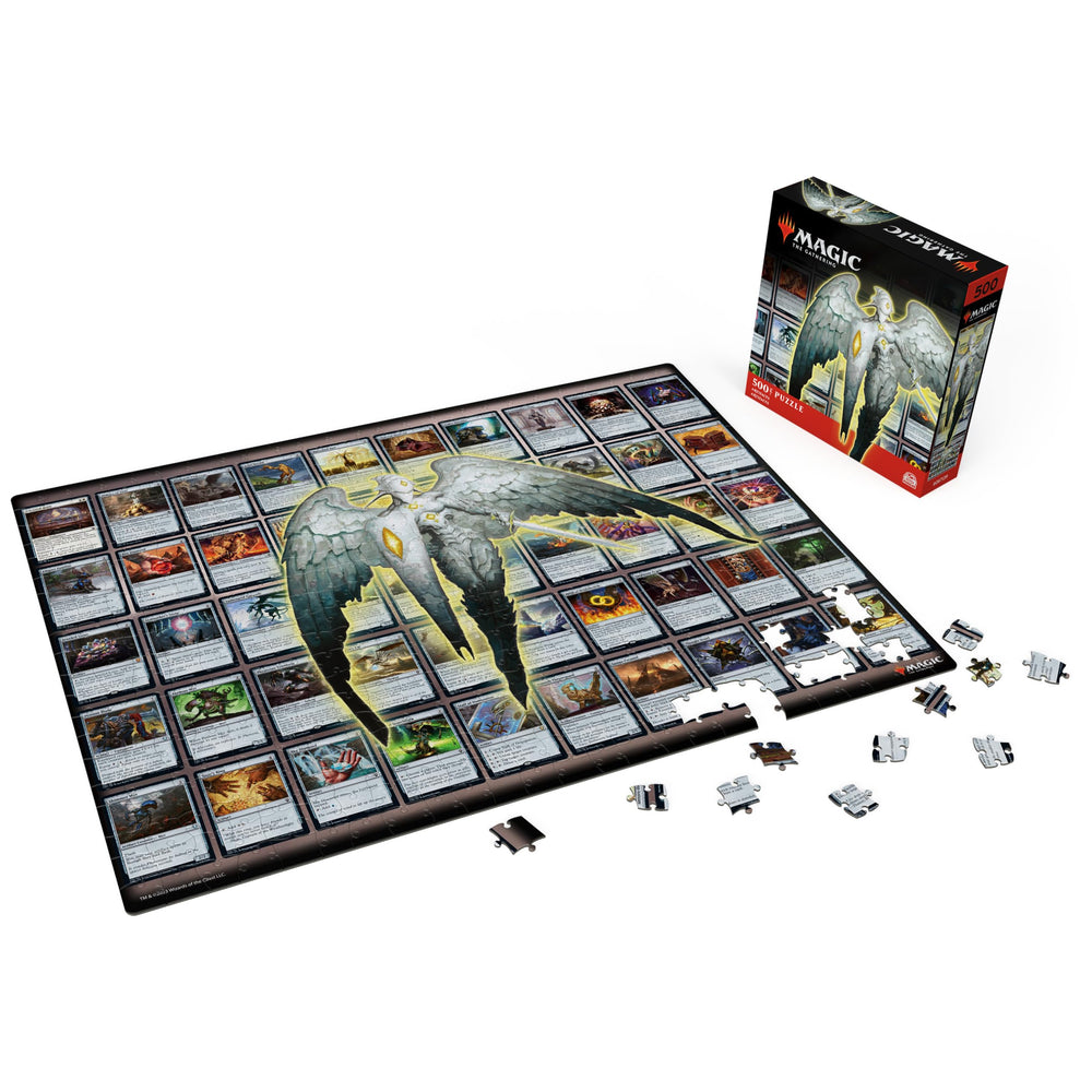 Puzzle pieces spread across a table for relaxed indoor play