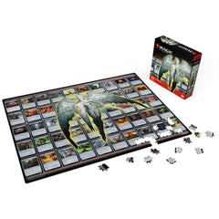 Puzzle pieces spread across a table for relaxed indoor play
