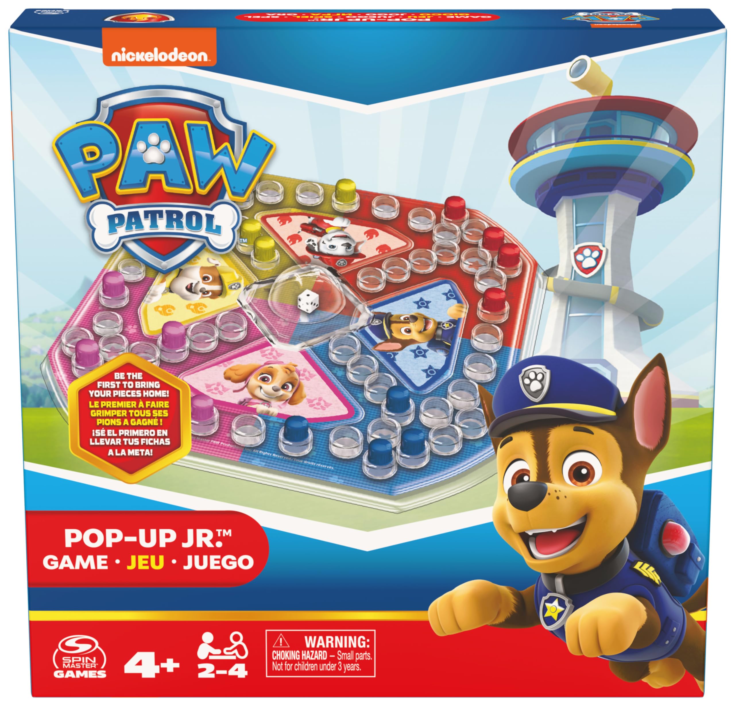 PAW Patrol PopUp Game box and simple instructions for fast setup.