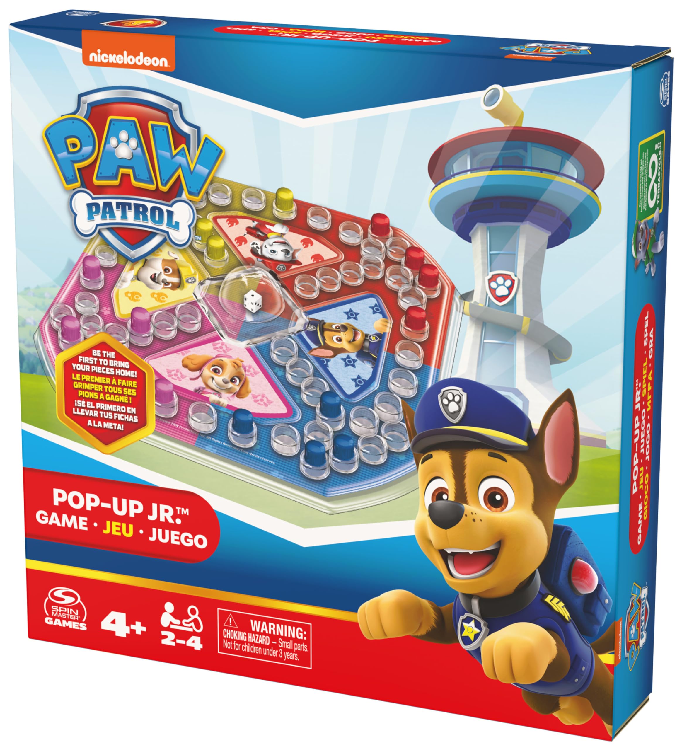 Closeup of PAW Patrol game pieces and colorful parts for tactile fun.