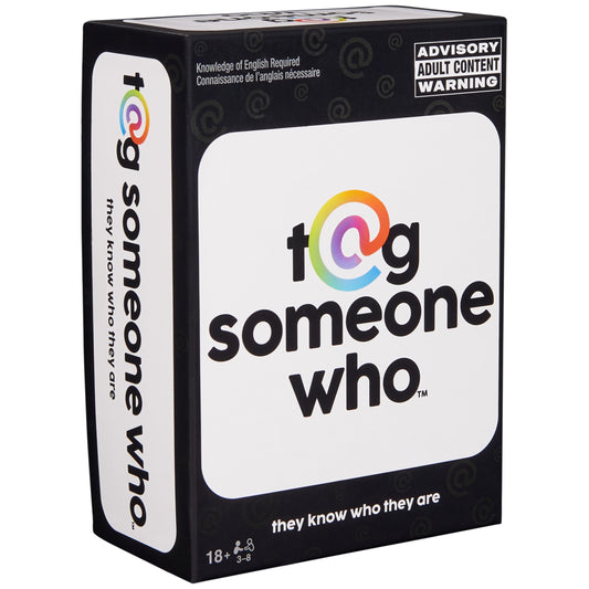 Spin Master Games Tag Someone Who cards deck on table for lively party night