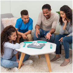 Spin Master Upwords rubber feet stabilize the board during lively games.