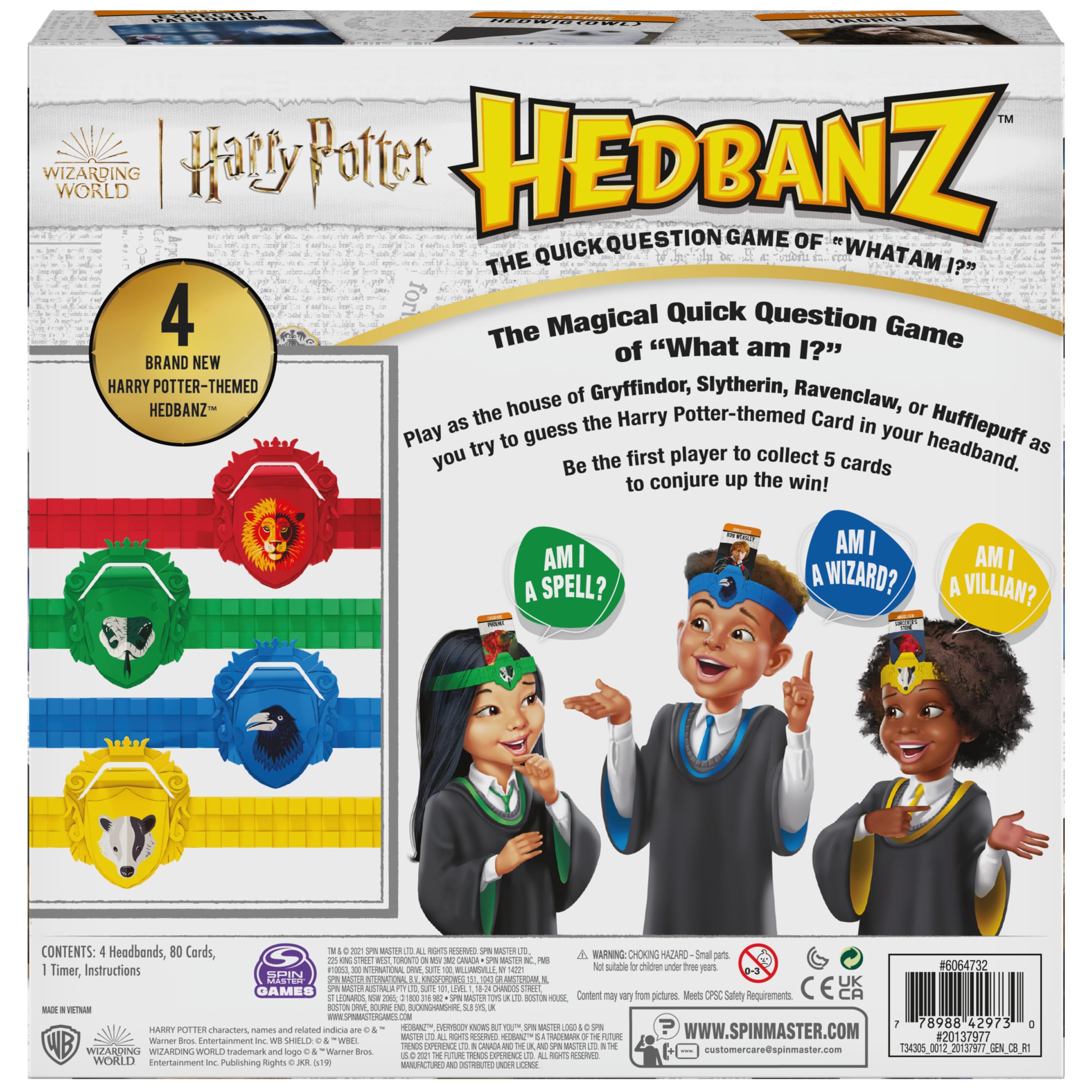 Hedbanz instruction sheet guiding easy setup and play.