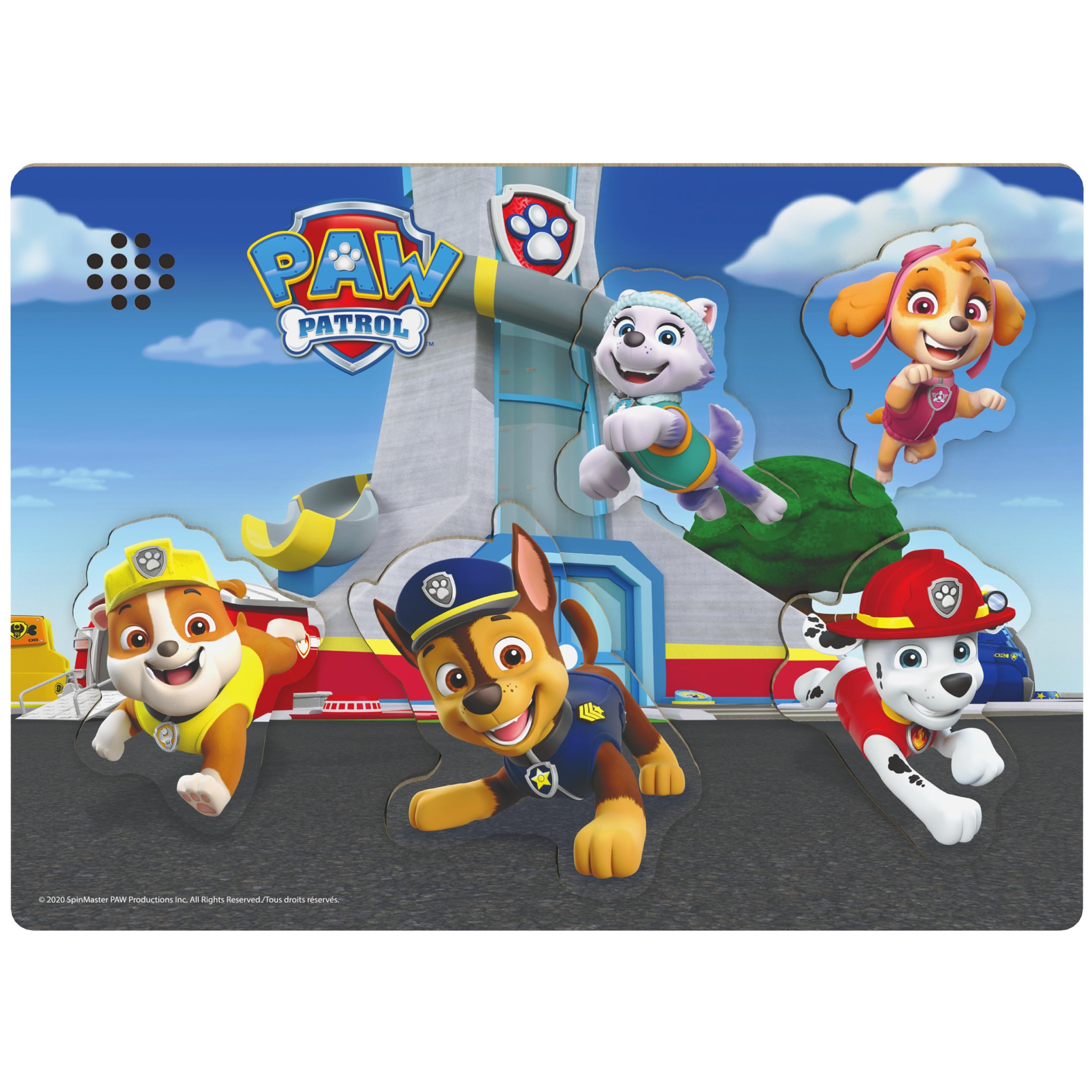 Spin Master PAW Patrol chunky wood puzzle piece featuring character art for tactile learning.