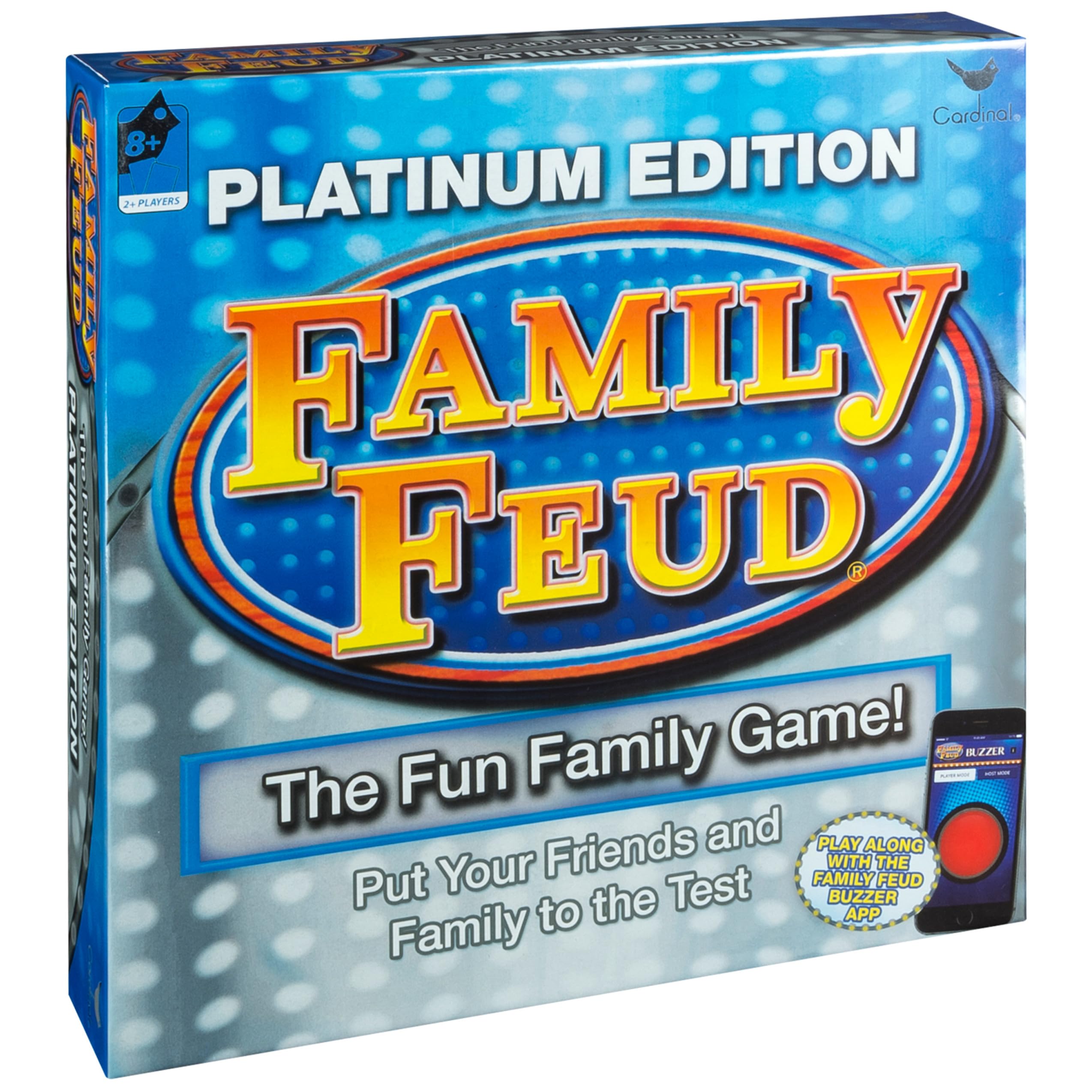 Spin Master Platinum Family Feud Signature Game brown A components, ready for quick setup.