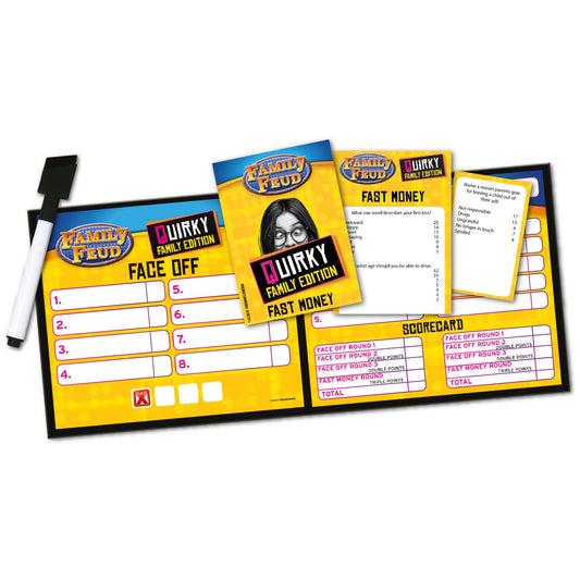 Spin Master Quirky Family Feud face-off cards showcase quirky actions