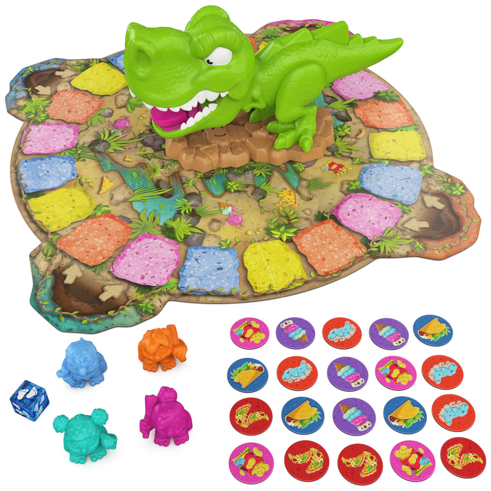 Snack-O-Saurus Rex box art signals family-friendly game night